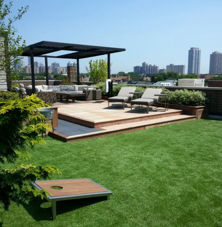 Rooftop terrace grass
